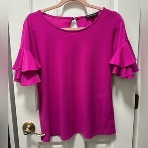Women's Pink Ruffle Sleeve Blouse